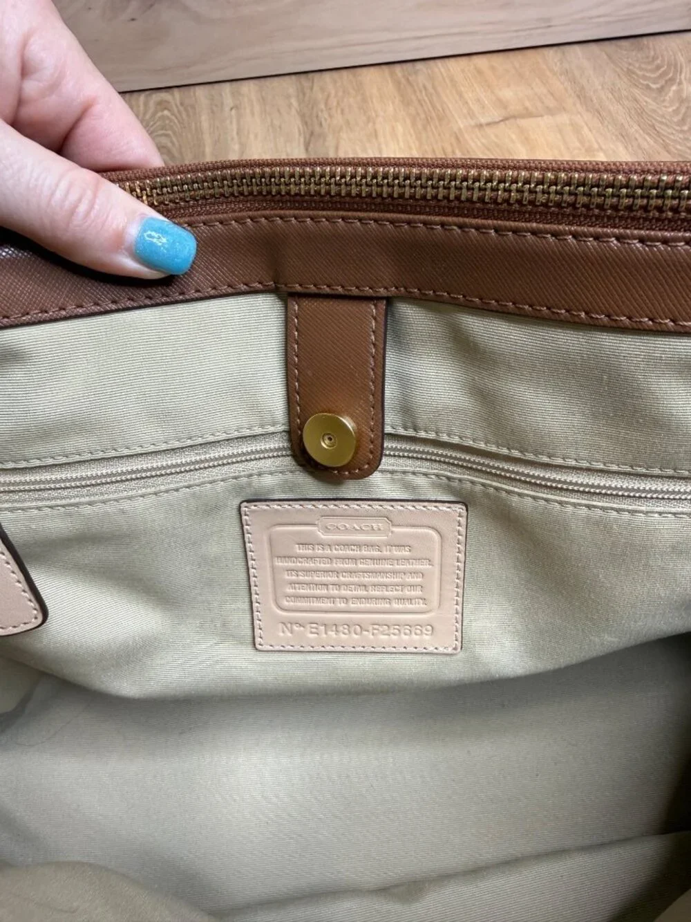 Coach Peyton Leather Jordan Double Zip Carryall Bag F25669 Chestnut EUC - Picture 10 of 12